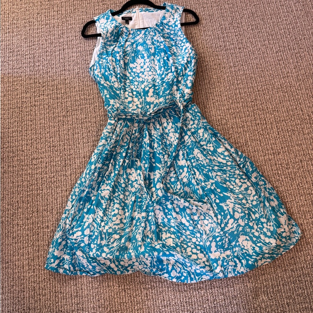 Talbots Blue and White Sleeveless Dress